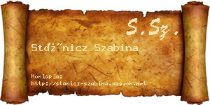 Stánicz Szabina névjegykártya